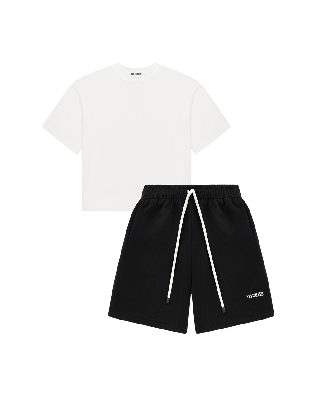 Сет футболка (молочно-біла) та шорти (чорні)