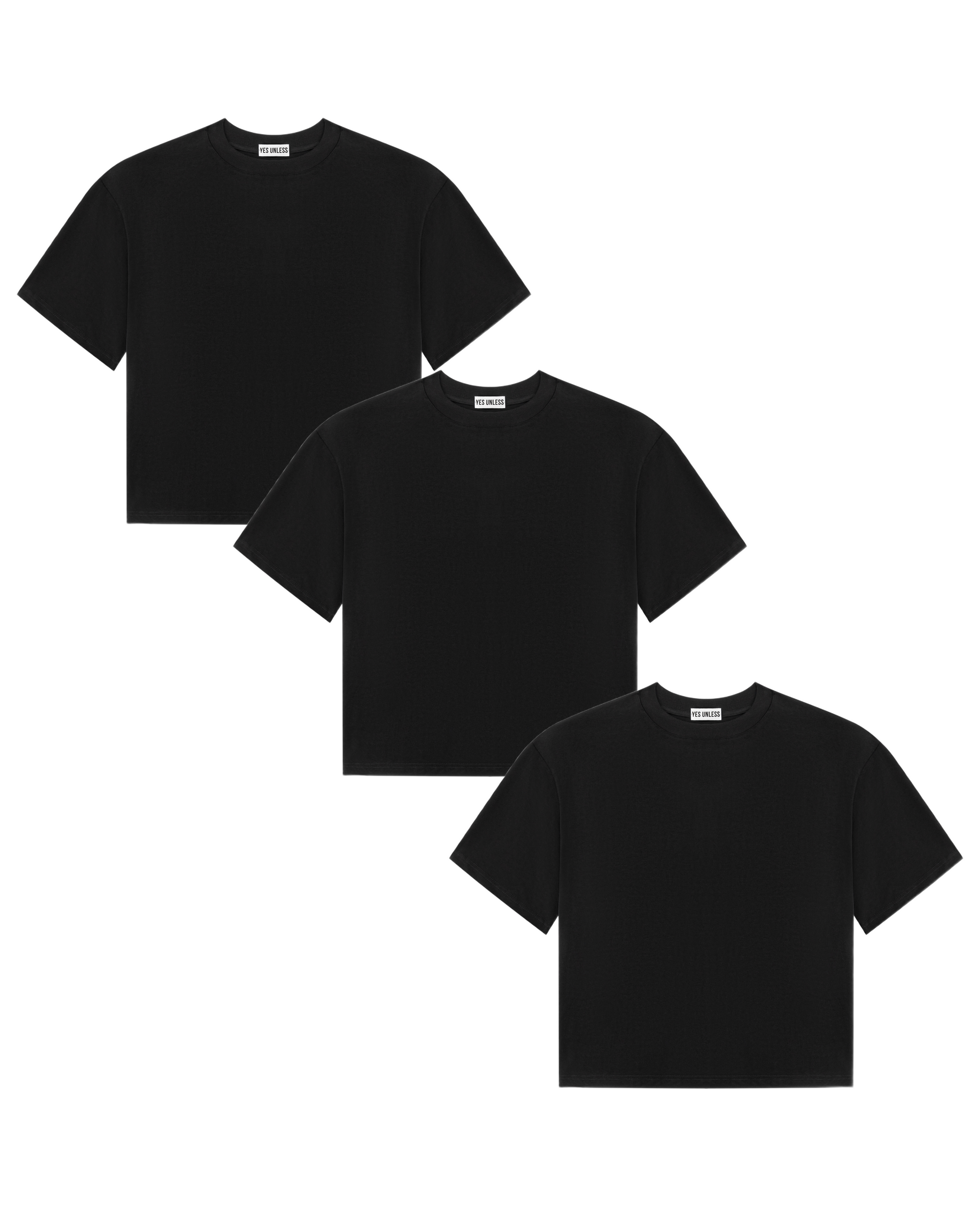 3 футболки boxy-силуету - чорна (унісекс)