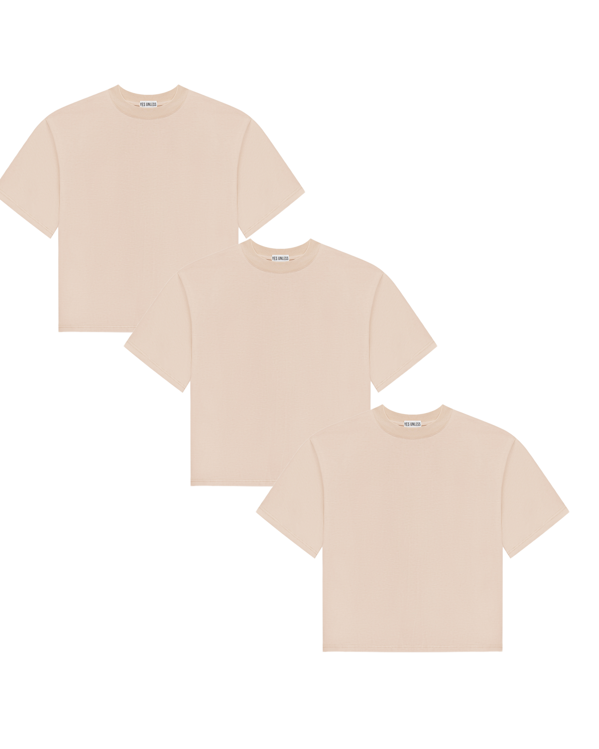 3 футболки boxy-силуету - натурально-бежева (унісекс)